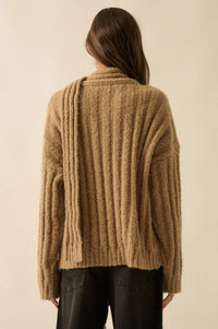 Keep Your Cool Textured Ribbed Knit Scarf Sweater - ShopPromesa