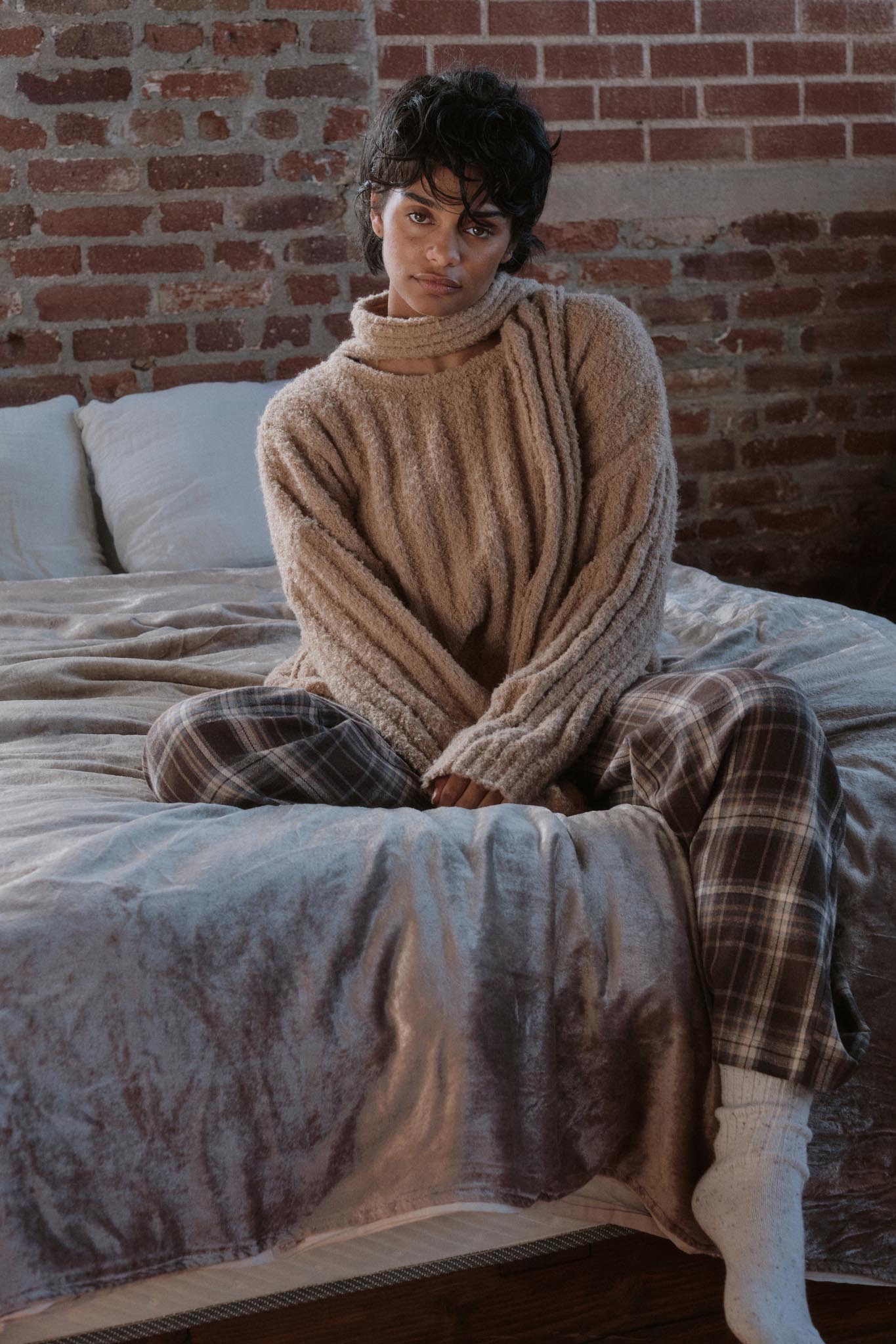 Keep Your Cool Textured Ribbed Knit Scarf Sweater