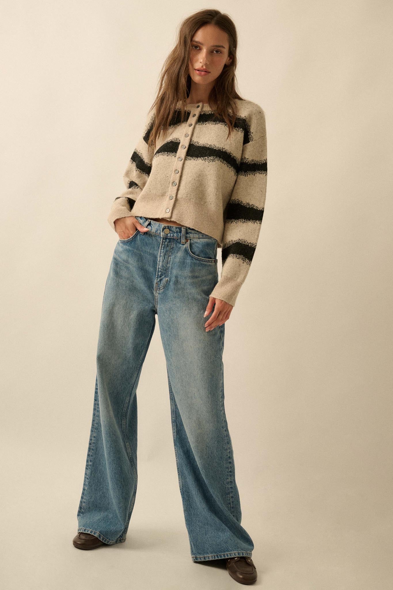 Broad Strokes Striped Jacquard-Knit Cardigan - ShopPromesa