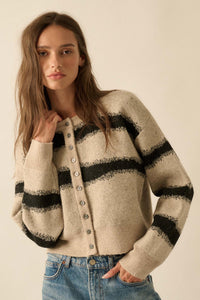 Broad Strokes Striped Jacquard-Knit Cardigan - ShopPromesa