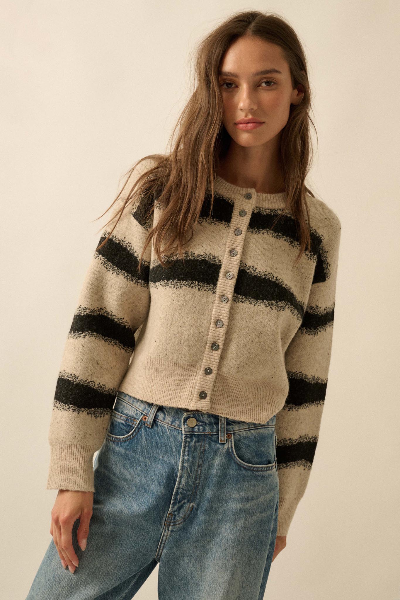 Broad Strokes Striped Jacquard-Knit Cardigan - ShopPromesa