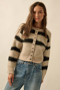 Broad Strokes Striped Jacquard-Knit Cardigan - ShopPromesa
