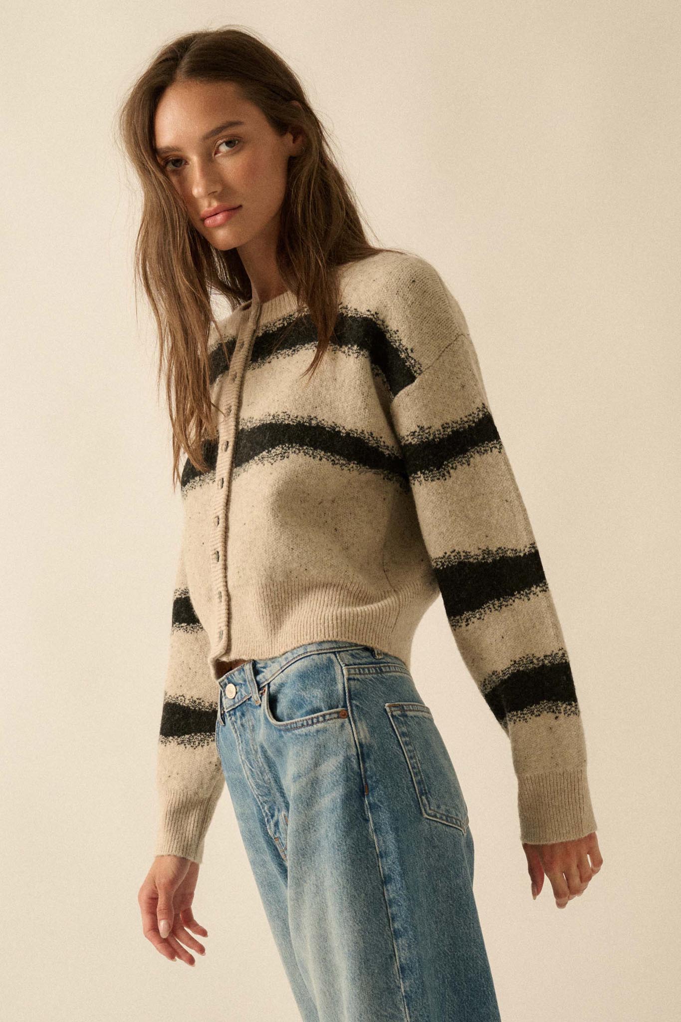 Broad Strokes Striped Jacquard-Knit Cardigan - ShopPromesa