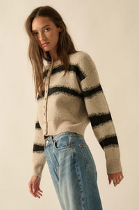 Broad Strokes Striped Jacquard-Knit Cardigan - ShopPromesa