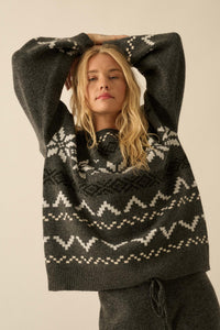 Snowy Peaks Oversize Alpine-Knit Sweater - ShopPromesa