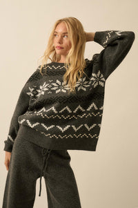 Snowy Peaks Oversize Alpine-Knit Sweater - ShopPromesa