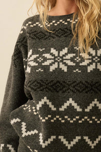Snowy Peaks Oversize Alpine-Knit Sweater - ShopPromesa