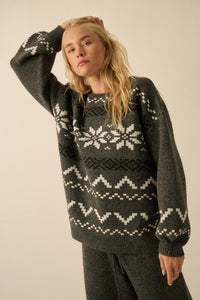 Snowy Peaks Oversize Alpine-Knit Sweater - ShopPromesa