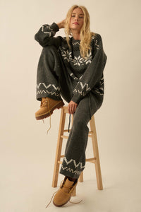Snowy Peaks Oversize Alpine-Knit Sweater - ShopPromesa