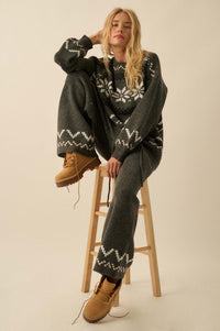 Snowy Peaks Oversize Alpine-Knit Sweater - ShopPromesa