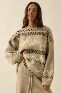 Snowy Peaks Oversize Alpine-Knit Sweater - ShopPromesa