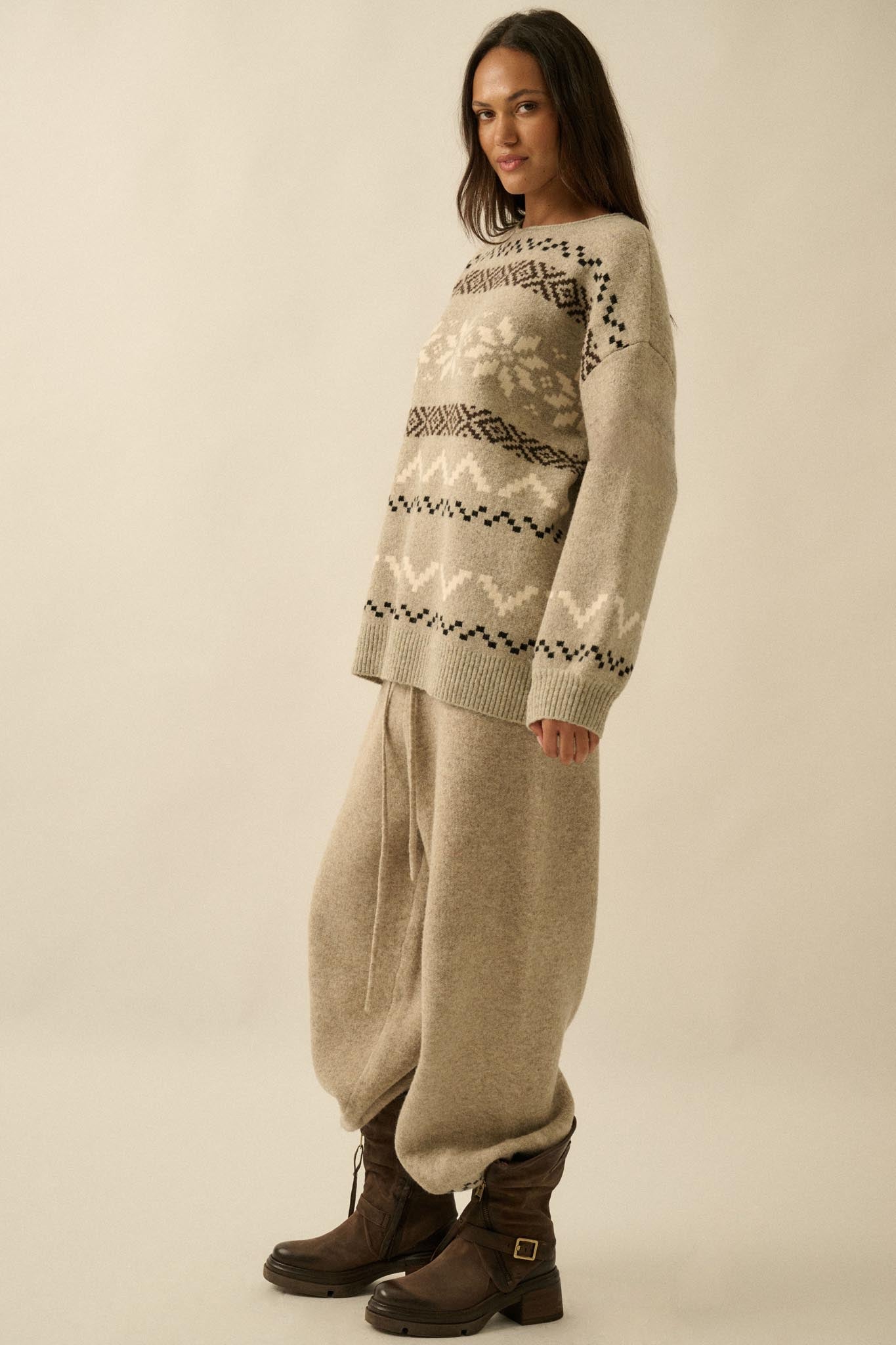 Snowy Peaks Oversize Alpine-Knit Sweater - ShopPromesa