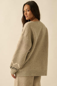 Snowy Peaks Oversize Alpine-Knit Sweater - ShopPromesa