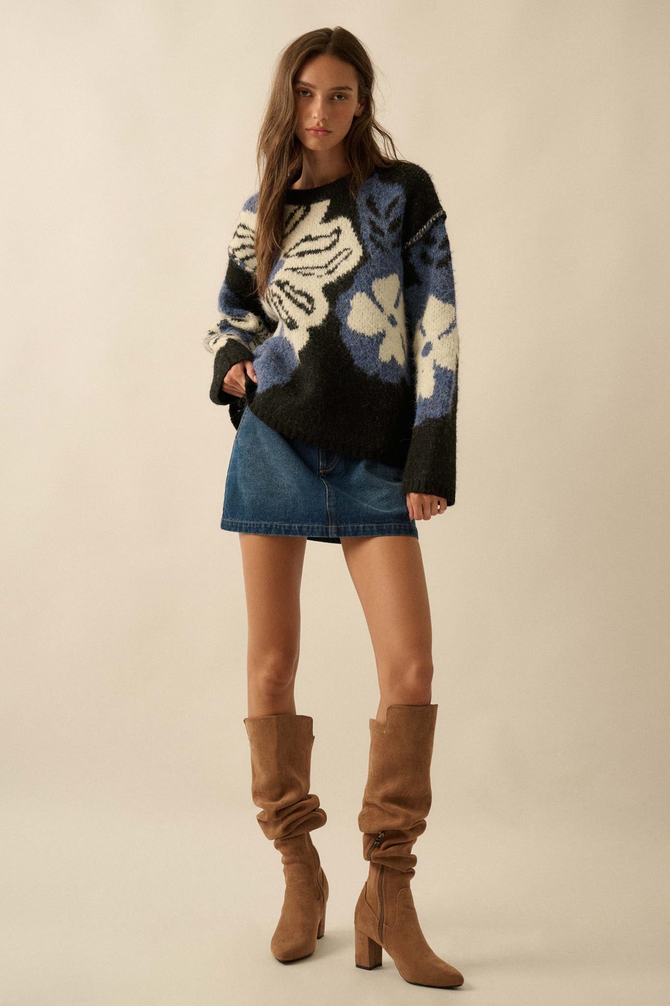 Cozy Bouquet Floral Jacquard-Knit Sweater - ShopPromesa