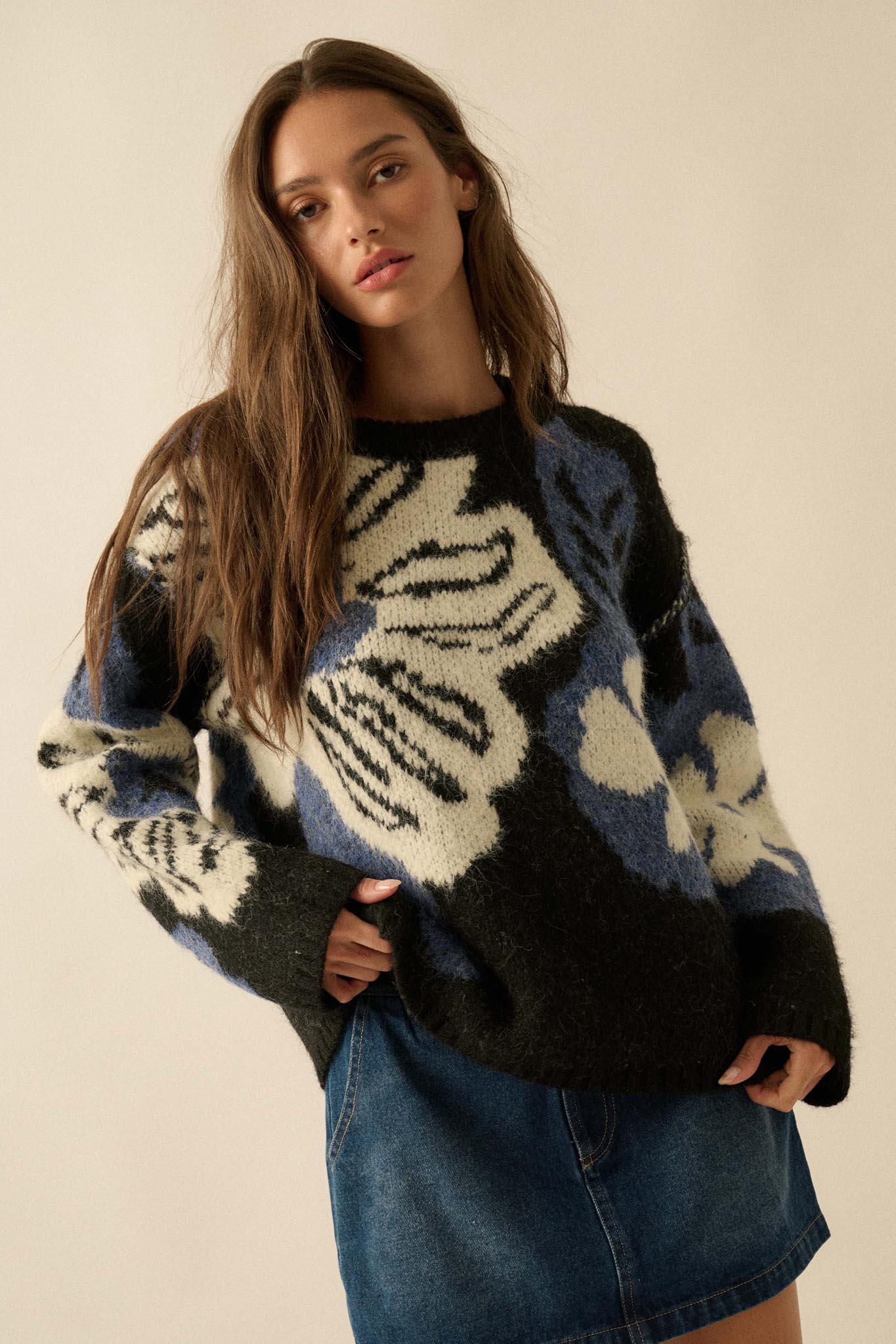 Cozy Bouquet Floral Jacquard-Knit Sweater - ShopPromesa