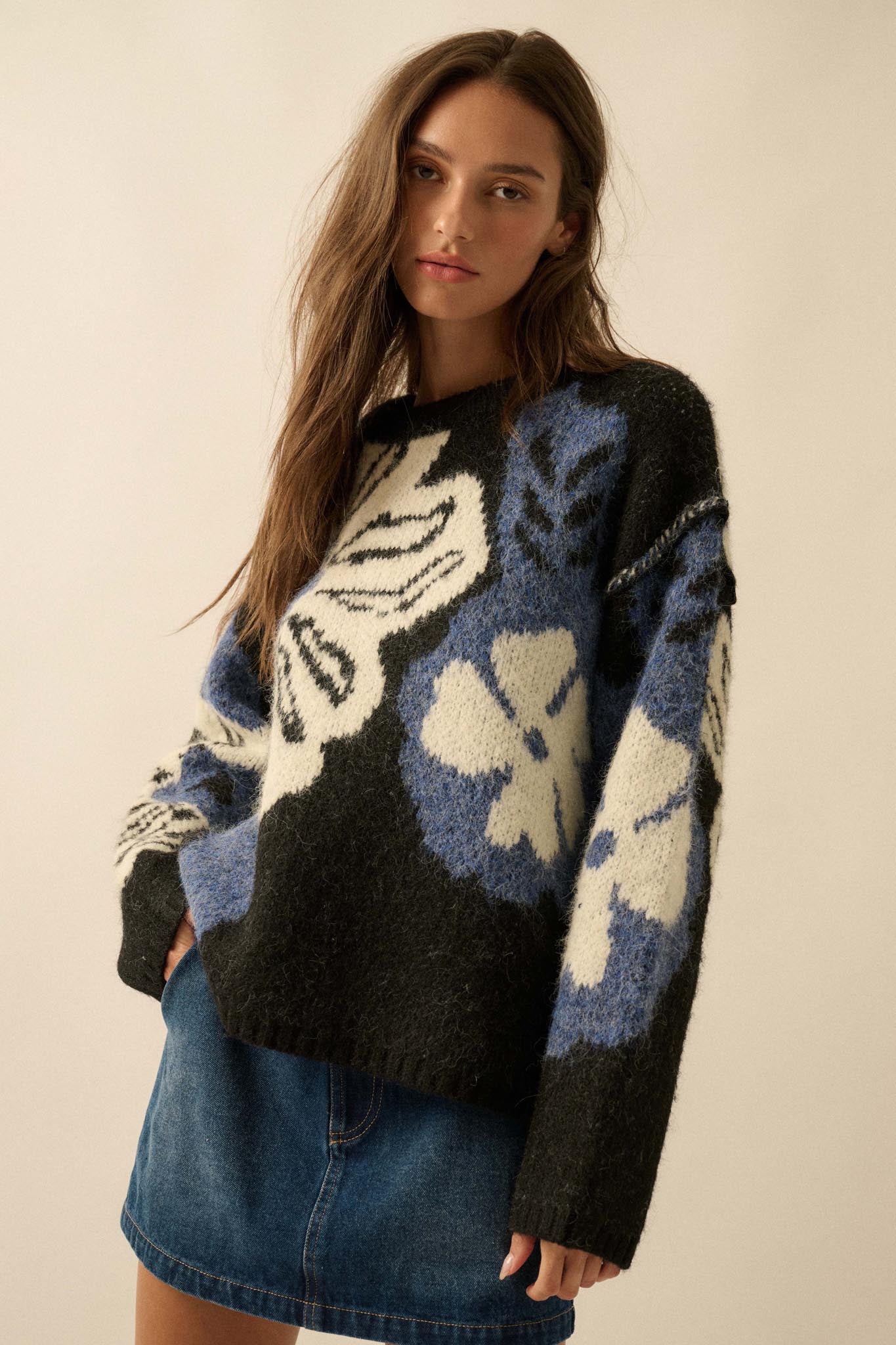 Cozy Bouquet Floral Jacquard-Knit Sweater - ShopPromesa