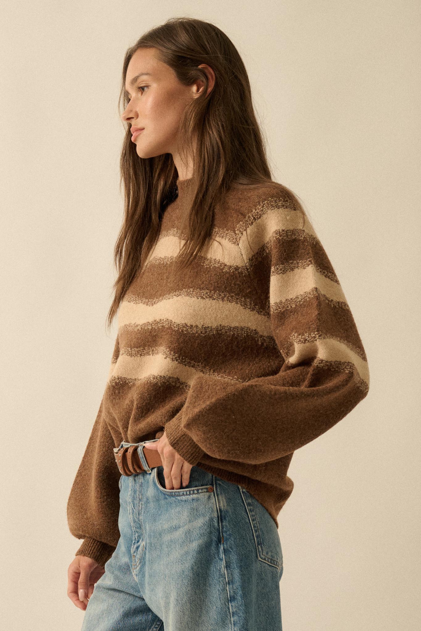 Stroke of Genius Striped Jacquard-Knit Sweater