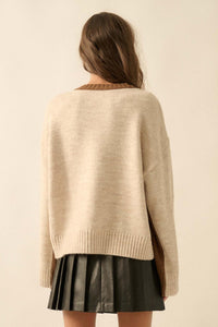 Look Twice Colorblock Stitch-Detail Sweater - ShopPromesa