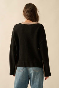 Look Twice Colorblock Stitch-Detail Sweater - ShopPromesa