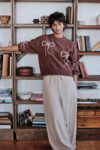 Promise Me Bow-Embroidered Balloon-Sleeve Sweater - ShopPromesa