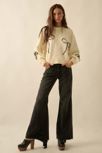 Promise Me Bow-Embroidered Balloon-Sleeve Sweater - ShopPromesa
