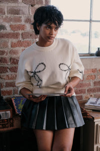 Promise Me Bow-Embroidered Balloon-Sleeve Sweater - ShopPromesa