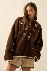 Plush Posies Floral-Embroidered Fleece Pullover - ShopPromesa