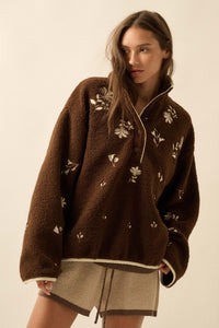 Plush Posies Floral-Embroidered Fleece Pullover - ShopPromesa