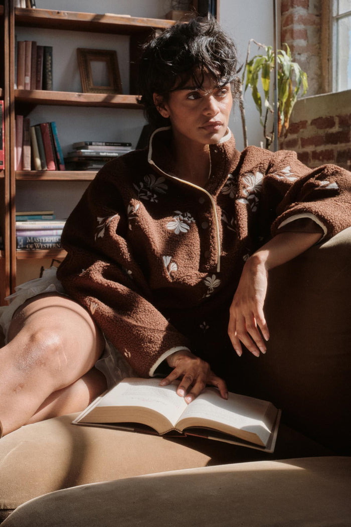 Plush Posies Floral-Embroidered Fleece Pullover - ShopPromesa