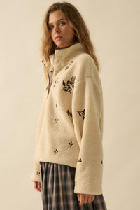 Plush Posies Floral-Embroidered Fleece Pullover - ShopPromesa