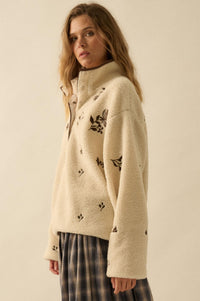 Plush Posies Floral-Embroidered Fleece Pullover - ShopPromesa