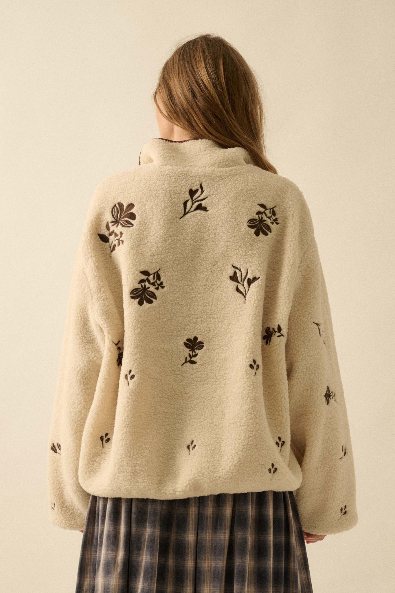 Plush Posies Floral-Embroidered Fleece Pullover - ShopPromesa