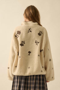 Plush Posies Floral-Embroidered Fleece Pullover - ShopPromesa