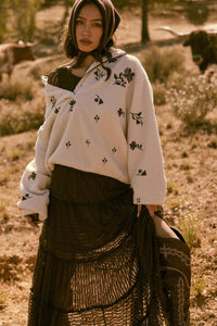 Plush Posies Floral-Embroidered Fleece Pullover - ShopPromesa