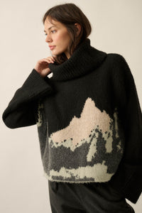 Big Sky Turtleneck Wide-Sleeve Landscape Sweater - ShopPromesa