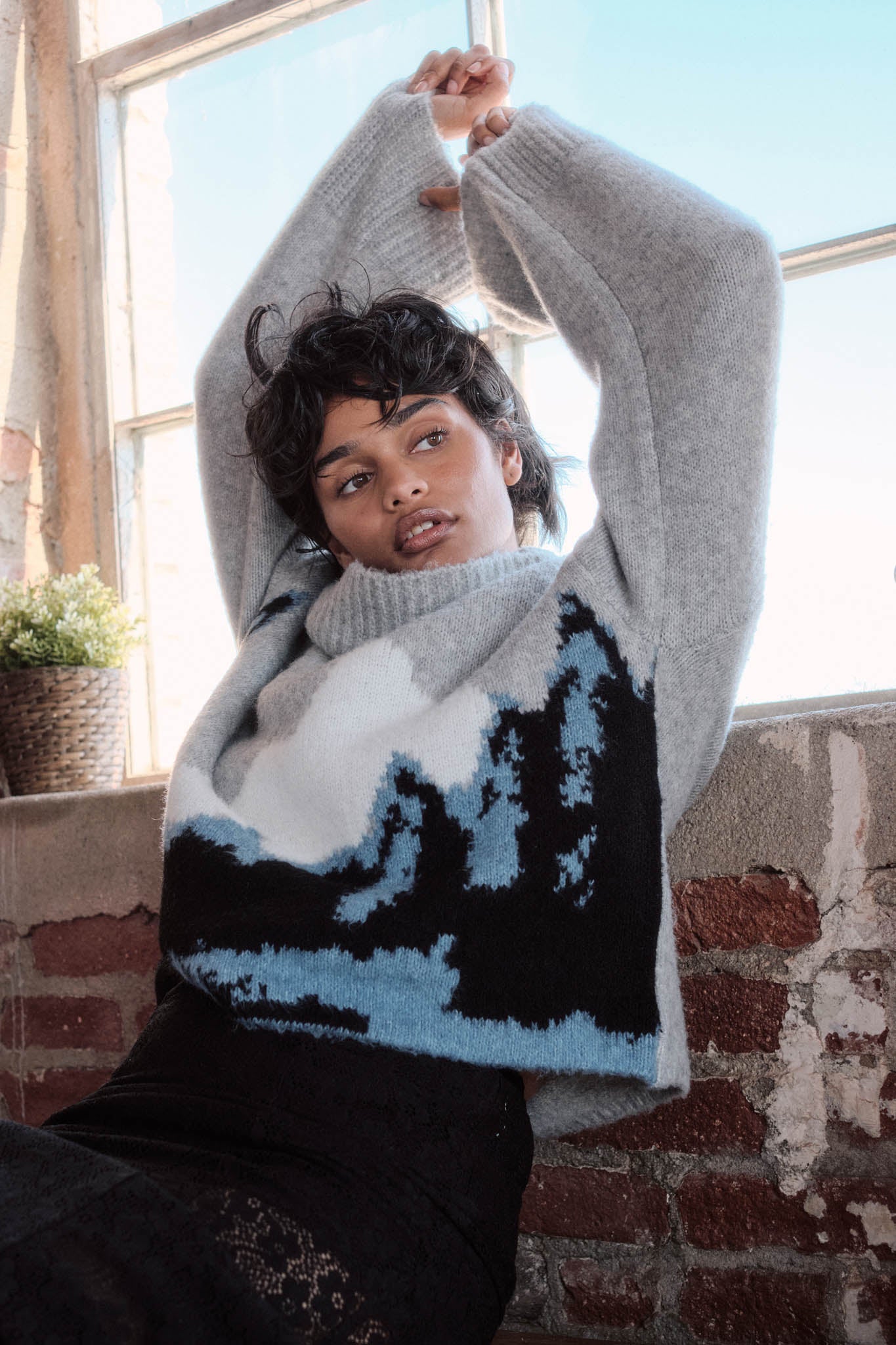 Big Sky Turtleneck Wide-Sleeve Landscape Sweater - ShopPromesa