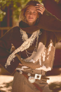 Big Sky Turtleneck Wide-Sleeve Landscape Sweater - ShopPromesa