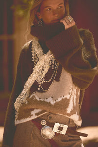 Big Sky Turtleneck Wide-Sleeve Landscape Sweater - ShopPromesa