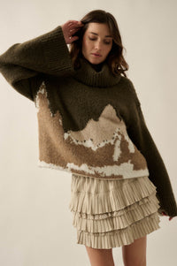 Big Sky Turtleneck Wide-Sleeve Landscape Sweater - ShopPromesa