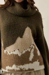 Big Sky Turtleneck Wide-Sleeve Landscape Sweater - ShopPromesa
