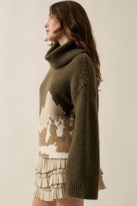 Big Sky Turtleneck Wide-Sleeve Landscape Sweater - ShopPromesa