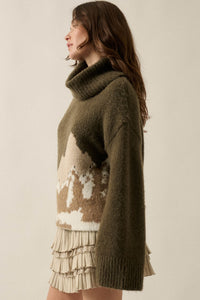 Big Sky Turtleneck Wide-Sleeve Landscape Sweater - ShopPromesa