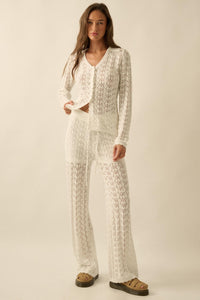 Anything for You Pointelle-Knit Collared Cardigan - ShopPromesa