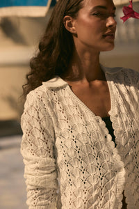 Anything for You Pointelle-Knit Collared Cardigan - ShopPromesa