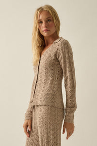 Anything for You Pointelle-Knit Collared Cardigan - ShopPromesa