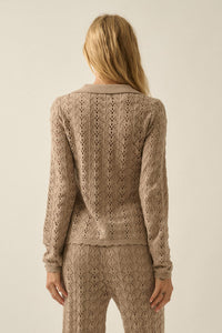 Anything for You Pointelle-Knit Collared Cardigan - ShopPromesa