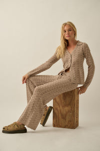 Anything for You Pointelle-Knit Collared Cardigan - ShopPromesa