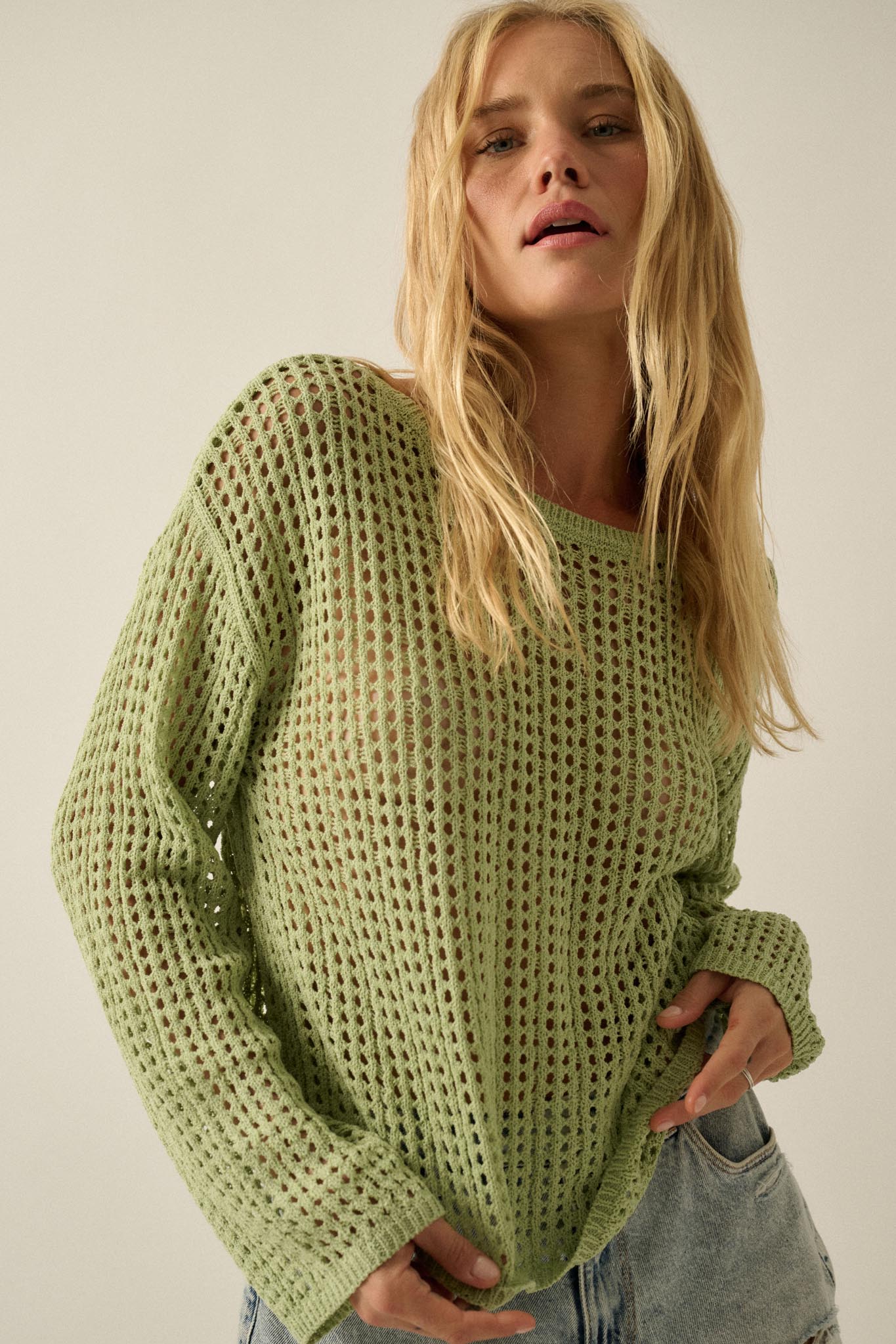 Without a Net Crochet Open-Knit Sweater - ShopPromesa