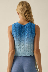 Fading Light Ombre Crochet-Knit Tie-Front Vest - ShopPromesa