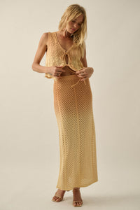 Fading Light Ombre Crochet-Knit Tie-Front Vest - ShopPromesa